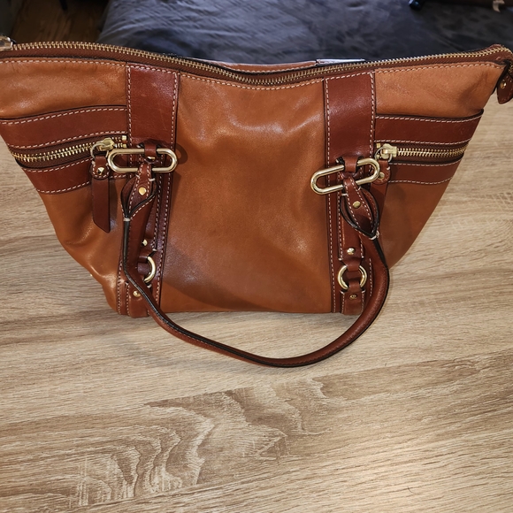 Cole Haan Tan and Brown Leather Shoulder Bag - Picture 1 of 5